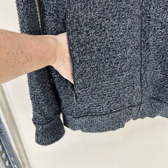 Banana Republic Mens Cotton Wool Black Gray Zip Front Cardigan Sweater Sz Large - Picture 4 of 12